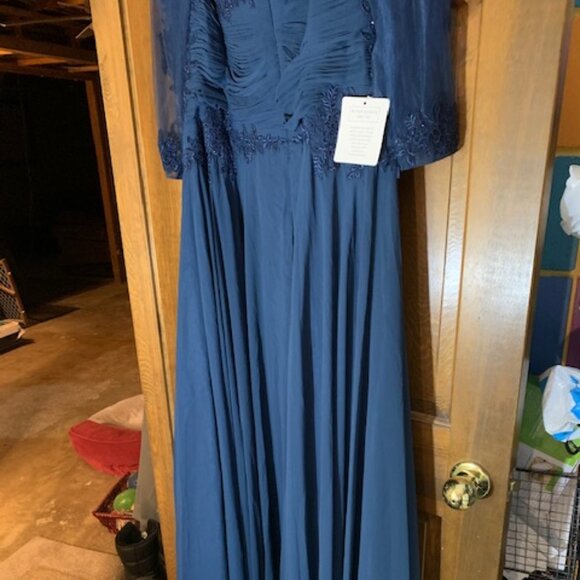 NWT Marsoni by Colors M237 Chiffon Mother of the Bride Dress Peacock Size 16 - Picture 9 of 9